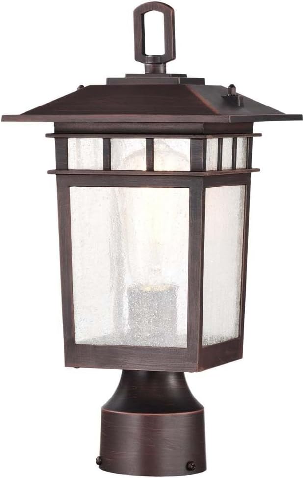 Nuvo Lighting 60/5955 Cove Neck - 1 Light Medium Outdoor Post Lantern in Craftsman Style-13.78 Inches Tall and 7.11 Inches Wide, Finish Color: Rustic Bronze