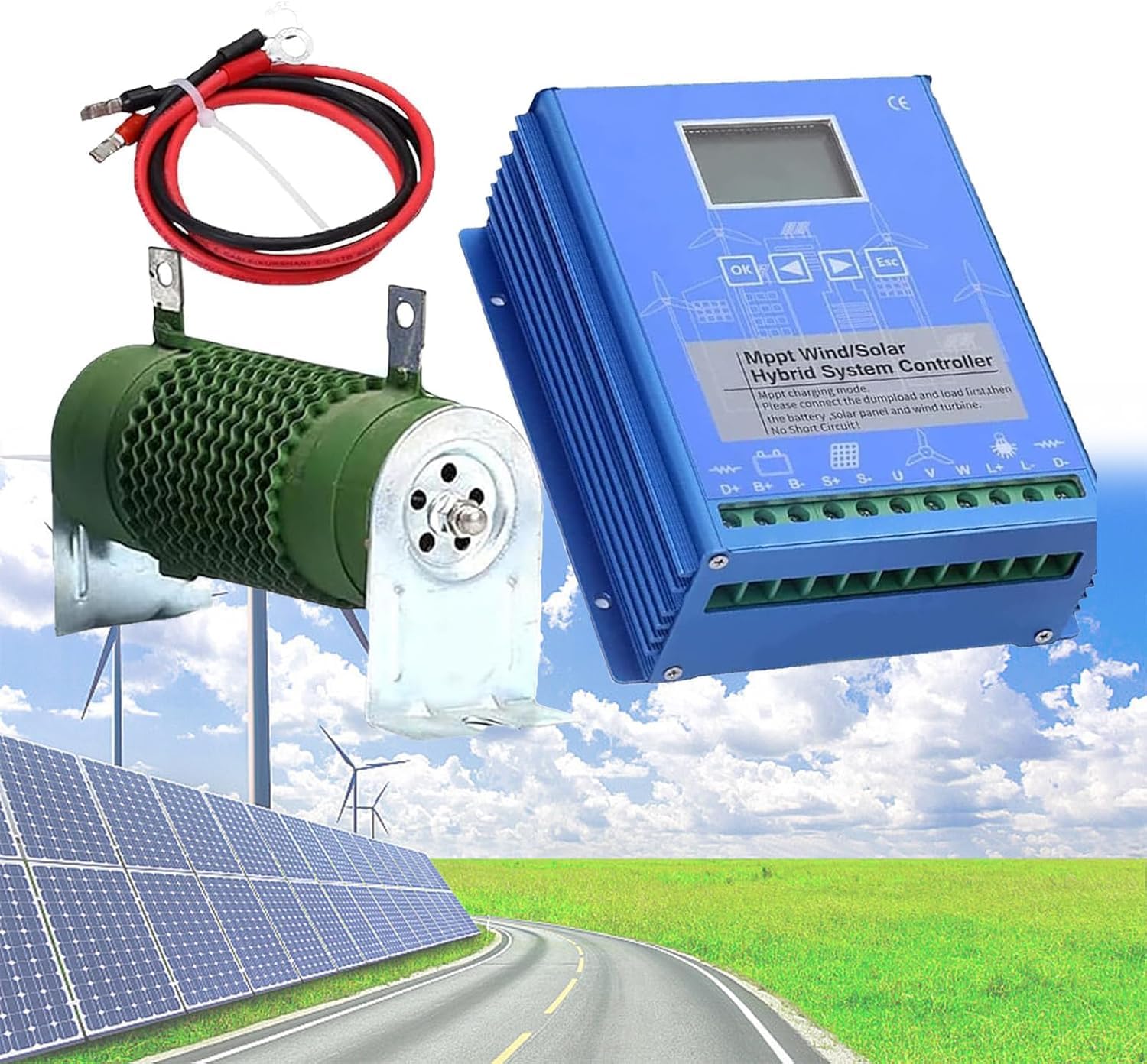 9000W Wind Solar Hybrid MPPT Charge Controller Off Grid LCD Display Boost Charging Multifunctional Wind Solar Controller Wind Turbine