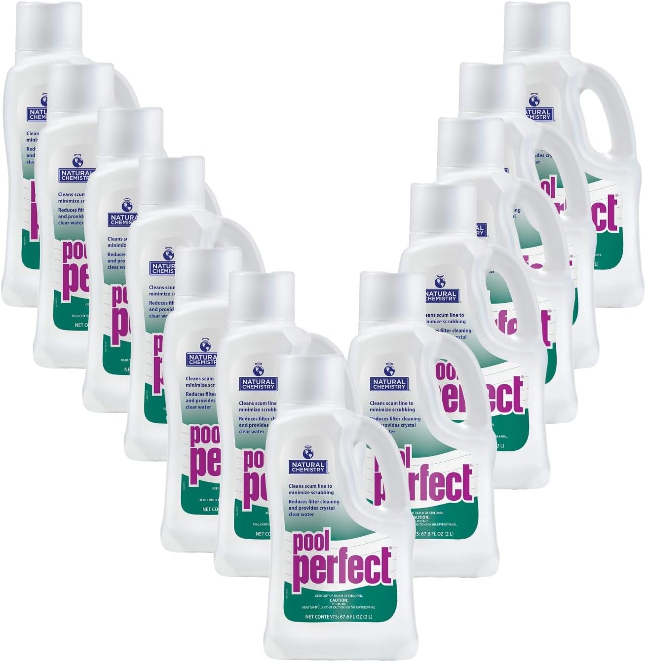 Natural Chemistry Pool Perfect, 2 L, 12 Pack, Pool Cleaner to Eliminate Contaminant, Debris, and Other Residue