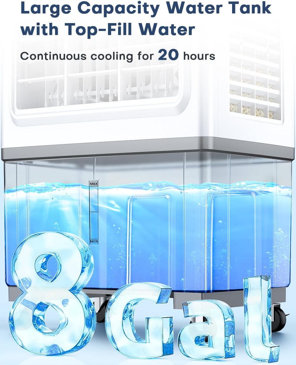 BALKO Evaporative Air Cooler, 2100CFM Windowless Air Conditioner Cooling up to 700 Sq.ft, Swamp Cooler Air Conditioner w/2 Modes & 3 Speeds, 7H Timer & Remote, Portable for Room Garage Patio