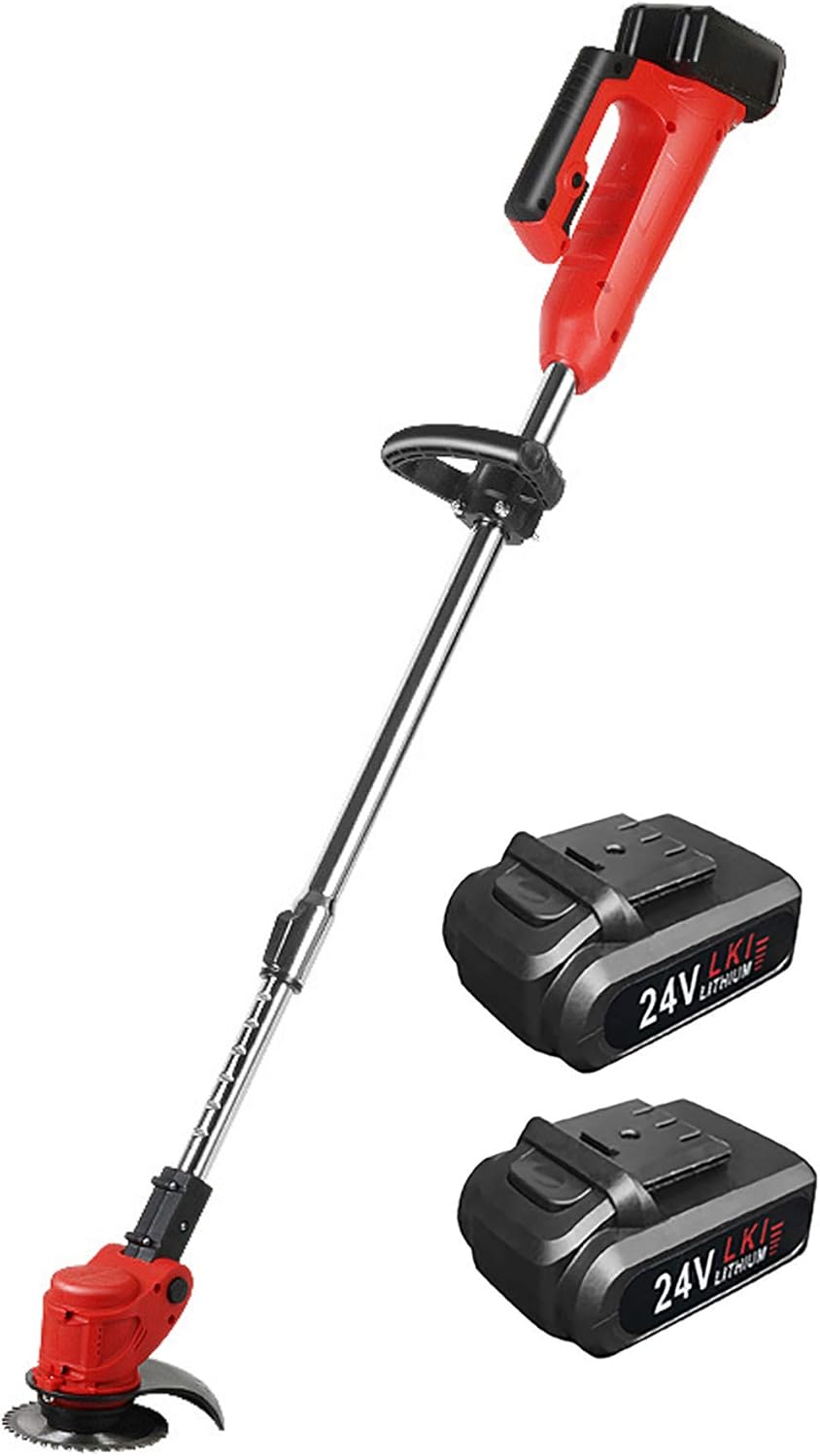 Cordless Brush Cutter Portable Electric Lawn Mower Lawn Trimmer Telescopic Grass Trimmer with Rechargeable Lithium Battery Garden Pruning Tool