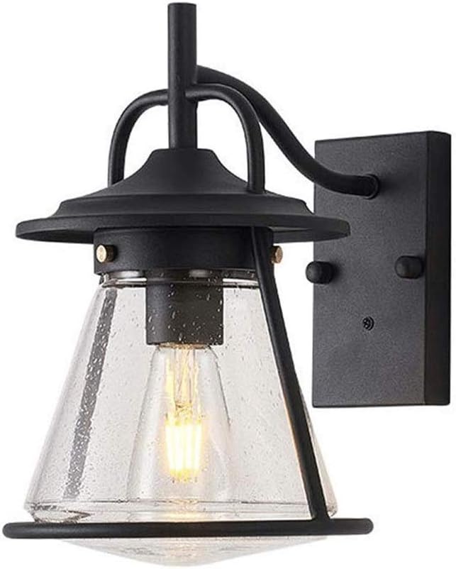 Outdoor Retro Industry Wall Light Patio Wall Light Fixture, Exterior Black Wall Glass Light Lantern Wall Sconce Porch Exterior Light Antique Lamp Decor Lighting Fixture for House, Front Door, Garage