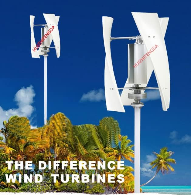 Wind Turbine Vertical, 2000W 3 Phase Household 12V 24V 48V 3 Blades Wind Generator Axis Windmill Suitable for Outdoor Power Generation Emergency (White)