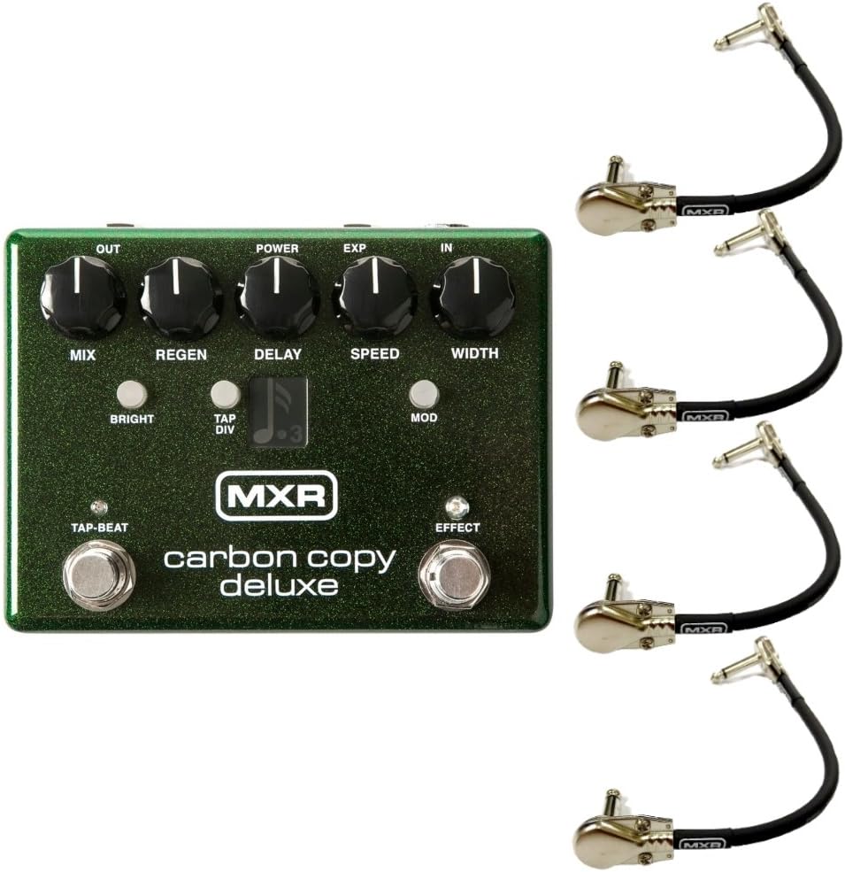 MXR M292 Carbon Copy Deluxe Analog Delay Pedal Bundle with 4 MXR Right Angle Patch Cables
