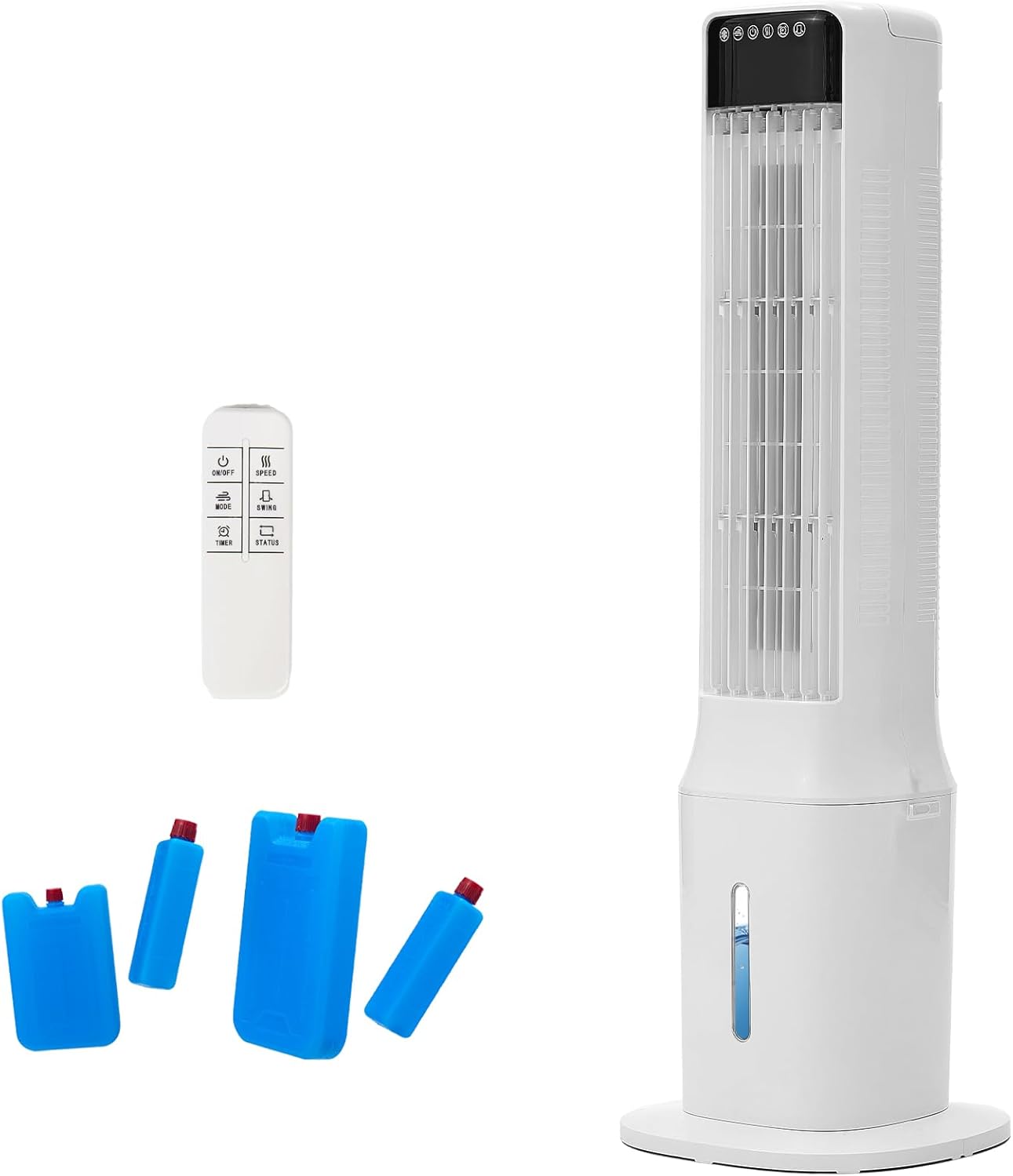 Swamp Cooler Air Conditioner Portable, 41in Tower Standing Fan 120° Oscillating Bladeless Evaporative Air Cooler with Removable Water Tank, 4 Ice Packs, 24h Timer, Auto-off for Bedroom Garage Outdoor