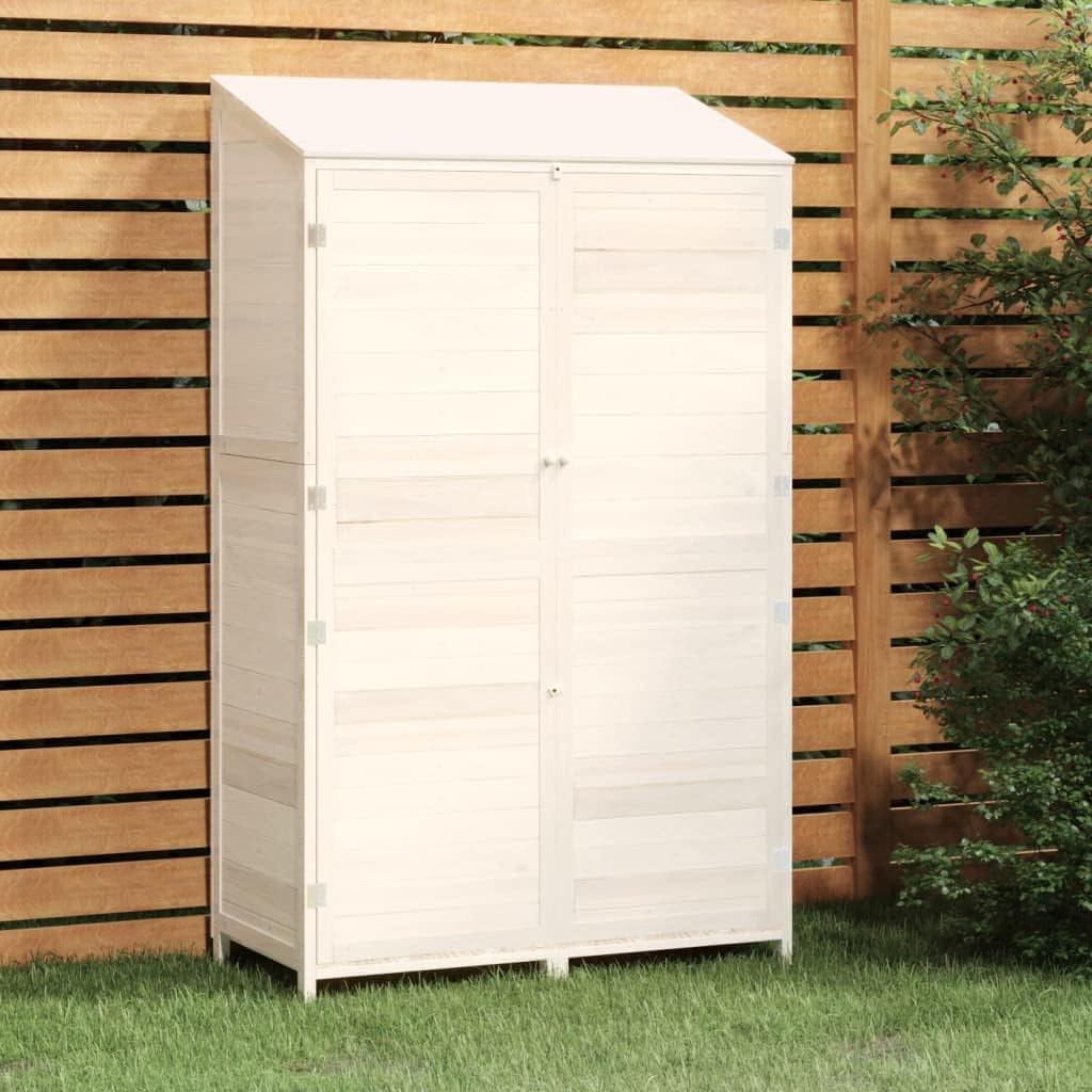 White Solid Fir Wood Garden Storage Shed 40.2x20.5x68.7 in Outdoor Tool Shed for Backyard Lawn