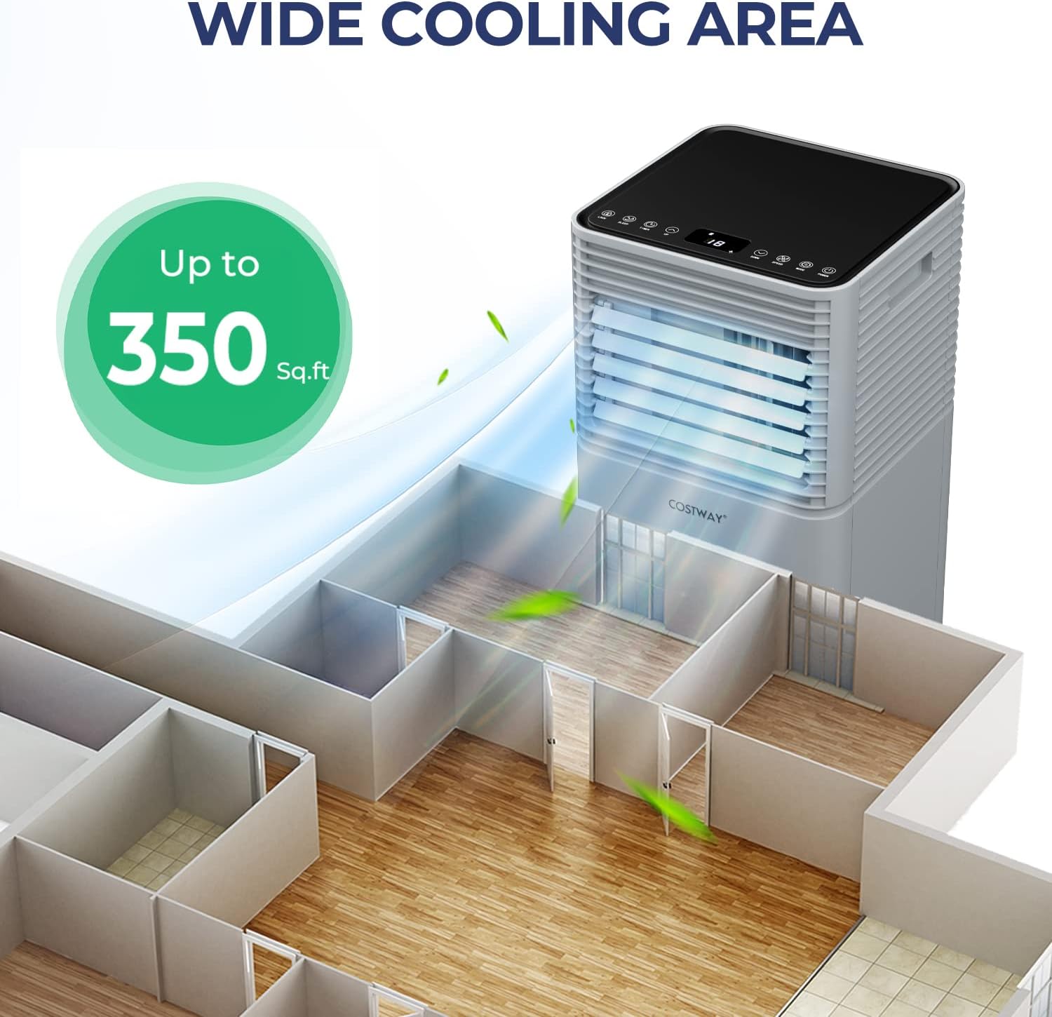 COSTWAY Portable Air Conditioners, 10000BTU Spaces up to 350sq.ft, with Remote Control, 24H Timer & Window Venting Kit, Multi-function AC Unit with Sleep Mode, for Bedroom, Living Room(10000BTU, Grey)