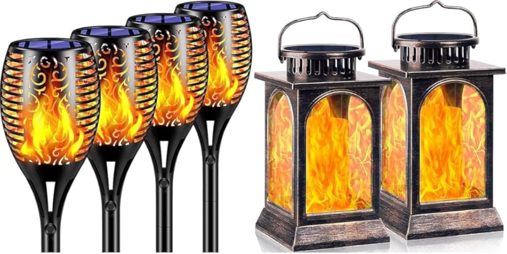 TomCare Solar Lights Outdoor Flickering Flame Solar Torches Lights Outdoor Lighting for Garden Patio Yard