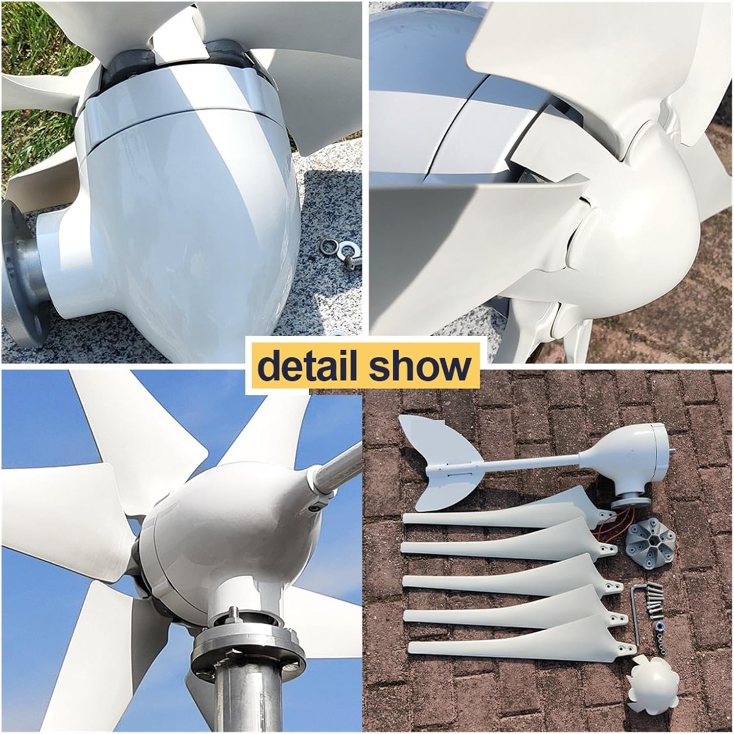 3000w Wind Turbine Generator 3KW Windmill 12v 24v 48V Home Appliance Camping Power Generator with MPPT Controller Low Starting Speed for Home(with Inverter System,12V_3000W)
