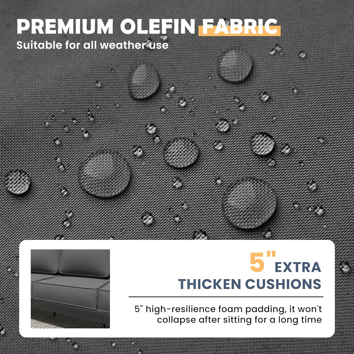 Amopatio Aluminum Patio Furniture Set, 10 Pieces Modern Patio Conversation Sets, Outdoor Sectional Metal Sofa with Coffee Table for Balcony, Garden, Dark Grey (Included Waterproof Covers)