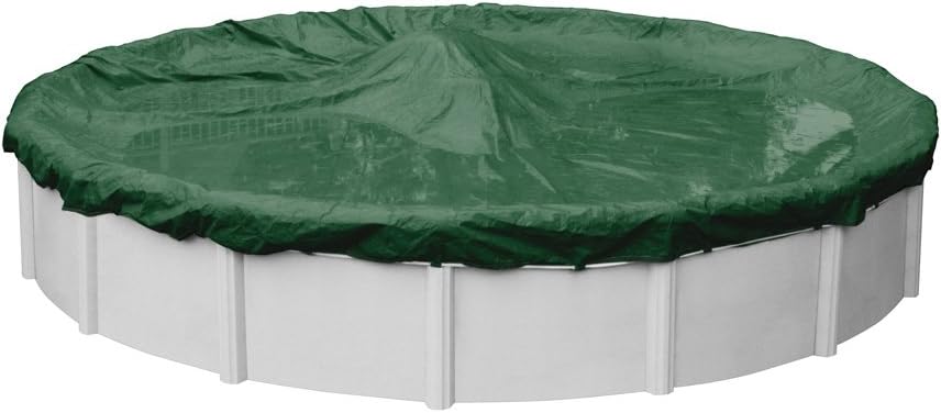 Pool Mate 24 ft Extra Strength Green Winter Pool Cover for Above Ground Pools, 4 ft Overlap (28 ft Cover Size), Solid 12 x 12 Scrim, 3.7 oz/yd2, 15-Year Warranty, Style: 3724-4-PM