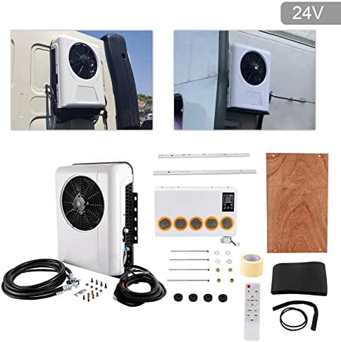 24V Truck Cab Air A/C Conditioner, Universal Electric Air Conditioners Mini Split AC System For Cab Within 6㎡/64ft², 3400-10238BTU/1000W-3000W Energy Saving, 1000-3000rpm adjustable Speed
