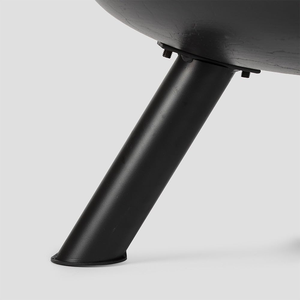 Ash & Ember Ellipse Fire Pit, Heavy-Duty Cast Iron with High-Temp Black Paint, Elevated Stable Design, Integrated Drainage Hole, Outdoor Round Fire Bowl for Woodburning (42