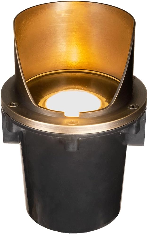 VOLT 12V 3-in-1 Waterproof IP68 Outdoor in-Grade Light with Brass Shielded Top (Bronze) & 5W 2700K Warm White MR16 LED Bulb for Path, Garden, Deck, Yard or Pond Low Voltage Landscape Lighting