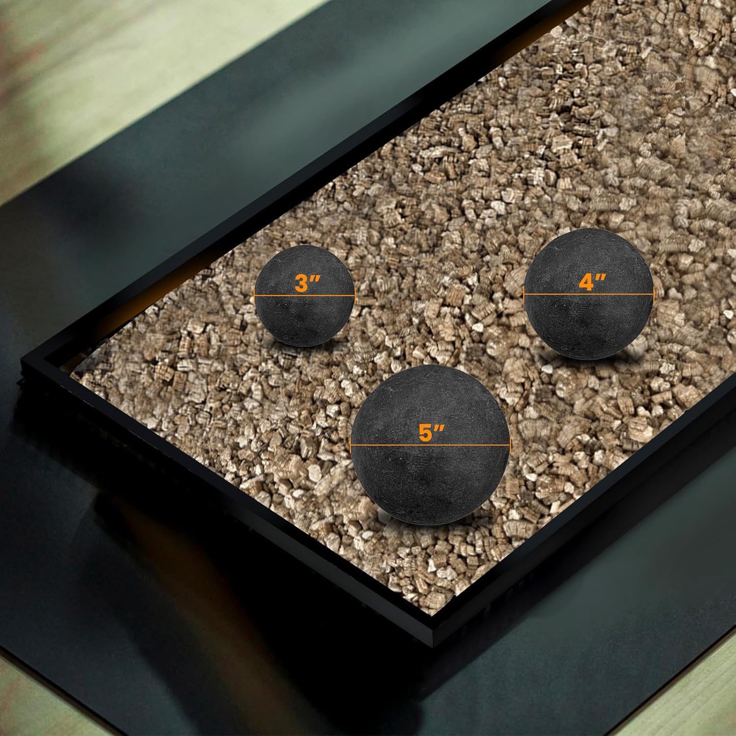 Zhenx Ceramic Fire Balls, 4 Inch, Set of 12 Round Fire Stones, for Indoor and Outdoor Fire Pits, Fire Bowls and Fireplaces, Black