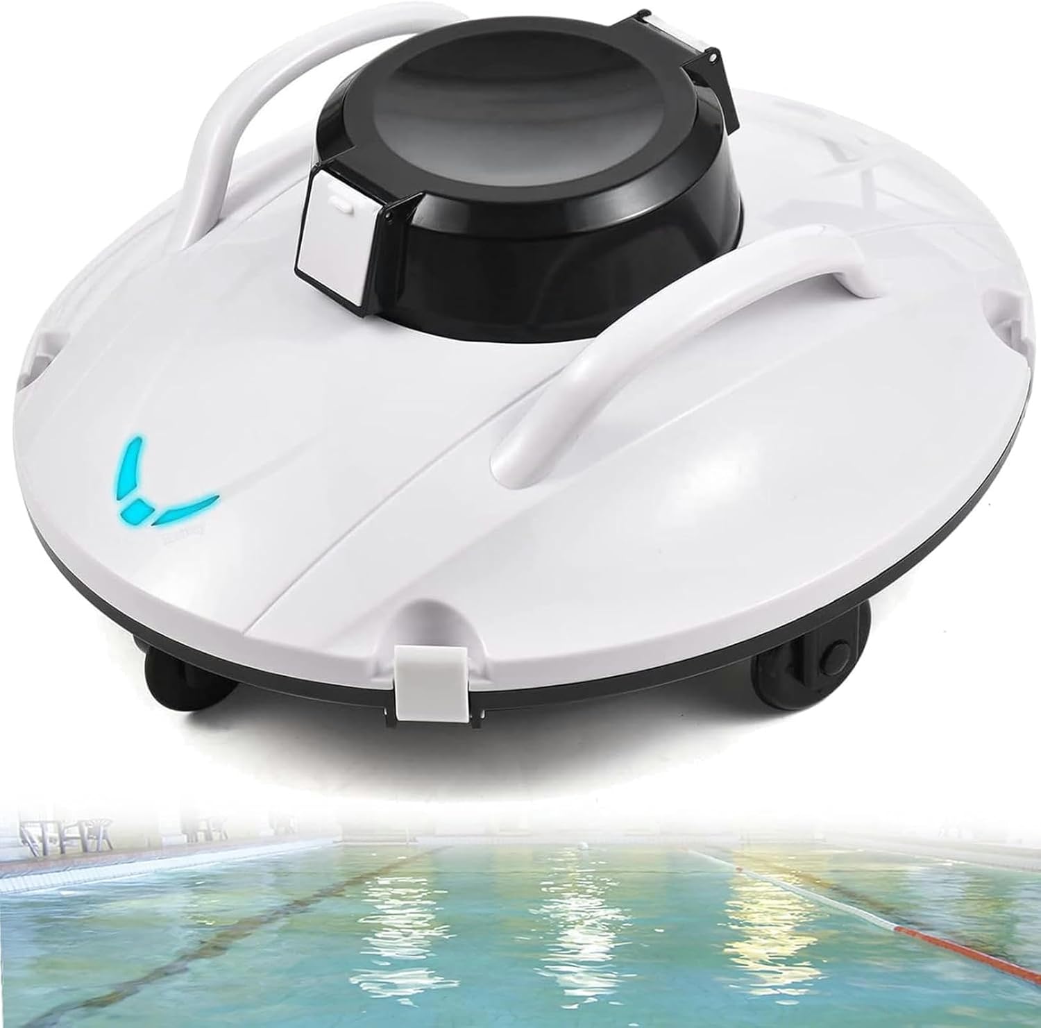 Robotic Pool Cleaner, Pool Surface Up to 630 Sq.Ft Cordless Pool Cleaner,Cordless Pool Vacuum Lasts 130 Mins, Intelligent Route Planing and Self-Parking