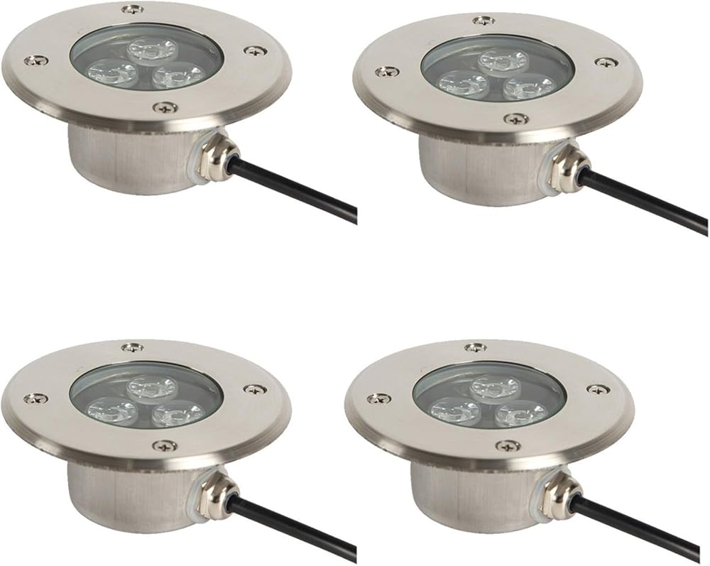 Recessed Underwater Spotlight - 3W Ring Fountain Light, IP68 Low Voltage Landscape Lights, Stainless Steel Lamp Body, LED Decking Light, for Garden Ground Outdoor Decks(Purple,4PCS-24V)