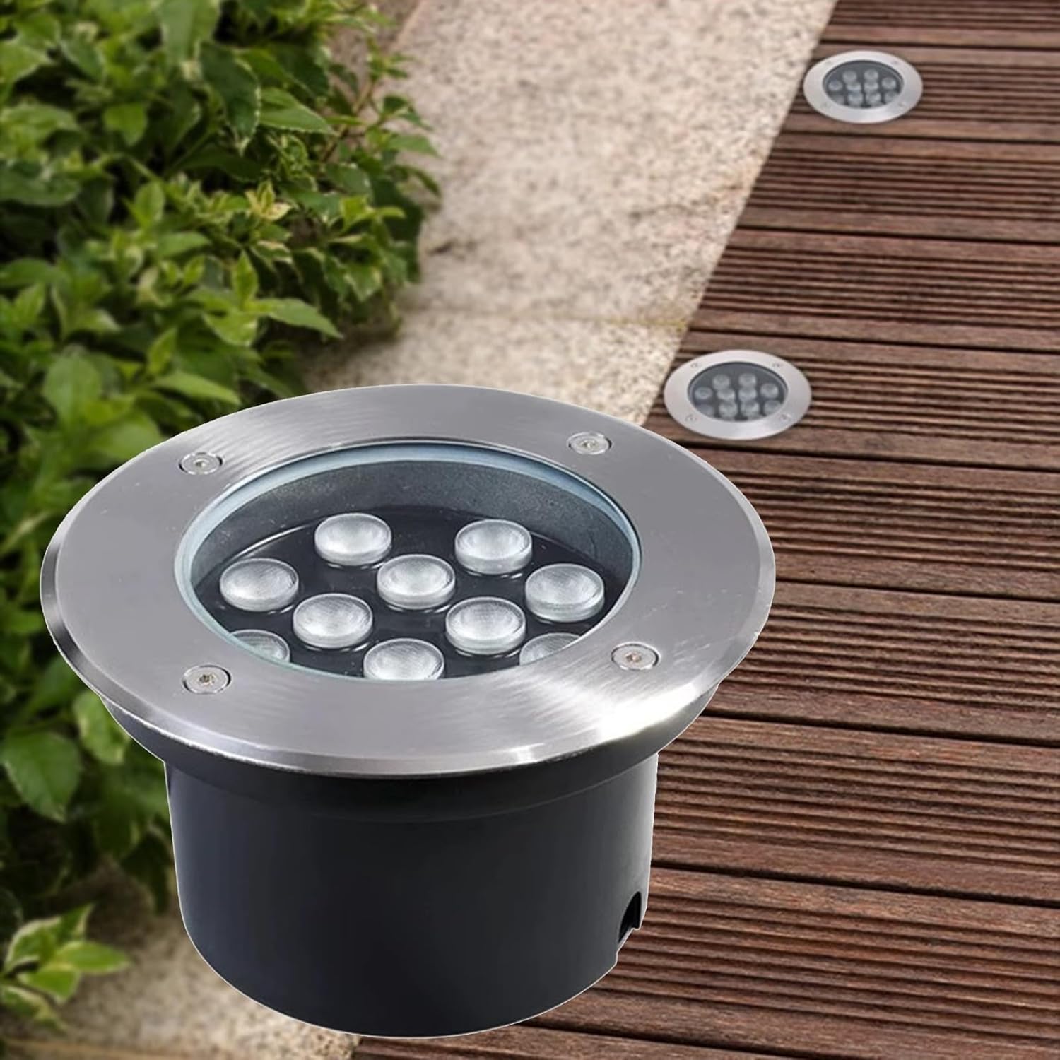 Underground Light LED, 12V Outdoor Ground Lights, IP66 Waterproof Recessed Underground Lamp, Landscape Light, for Patio Pathway Yard Lawn Walkway Deck Buried Lights(Green,36W)