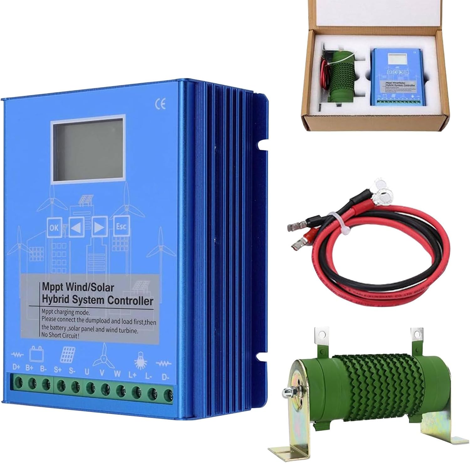 Wind Solar Hybrid Charge Controller,15000W,Hybrid Charge Controller,12V/24V/48V,Mppt Boost Charging with LCD Display and Dump Load,Automatic Controller for Home, Boat, Street Light 48V