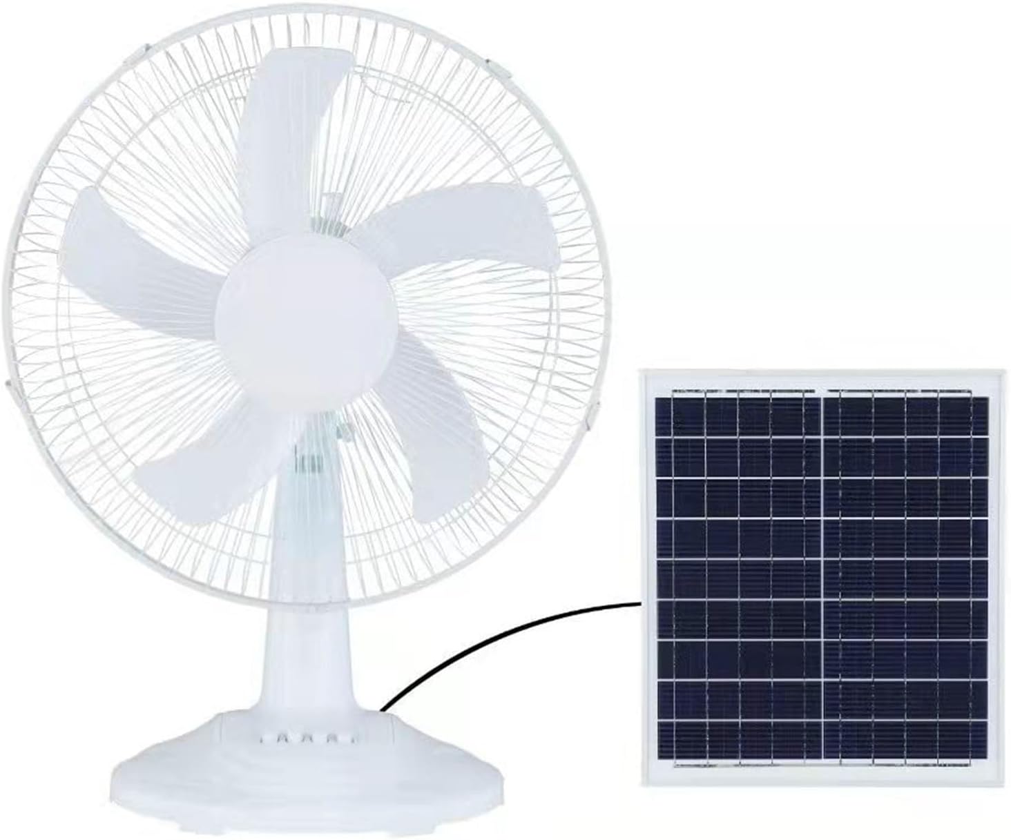 12/16 Inch 15W W/6W Solar Panel 12v AC/DC Solar Fan with Panel and Battery,Portable 3 Gears Wind Speed Solar Fan,3/5 Blades (16 inches (Five Blades))