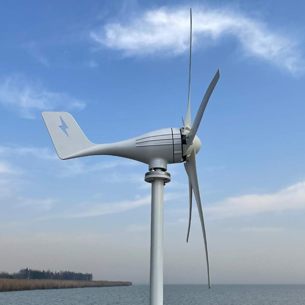 3/5 Blades 600W Horizontal Wind Generator Windmill 12v/24v/48v Wind Turbine Low Start Up Wind Speed 1.3m/s Free Charging Controller (3 Blades, 24V)