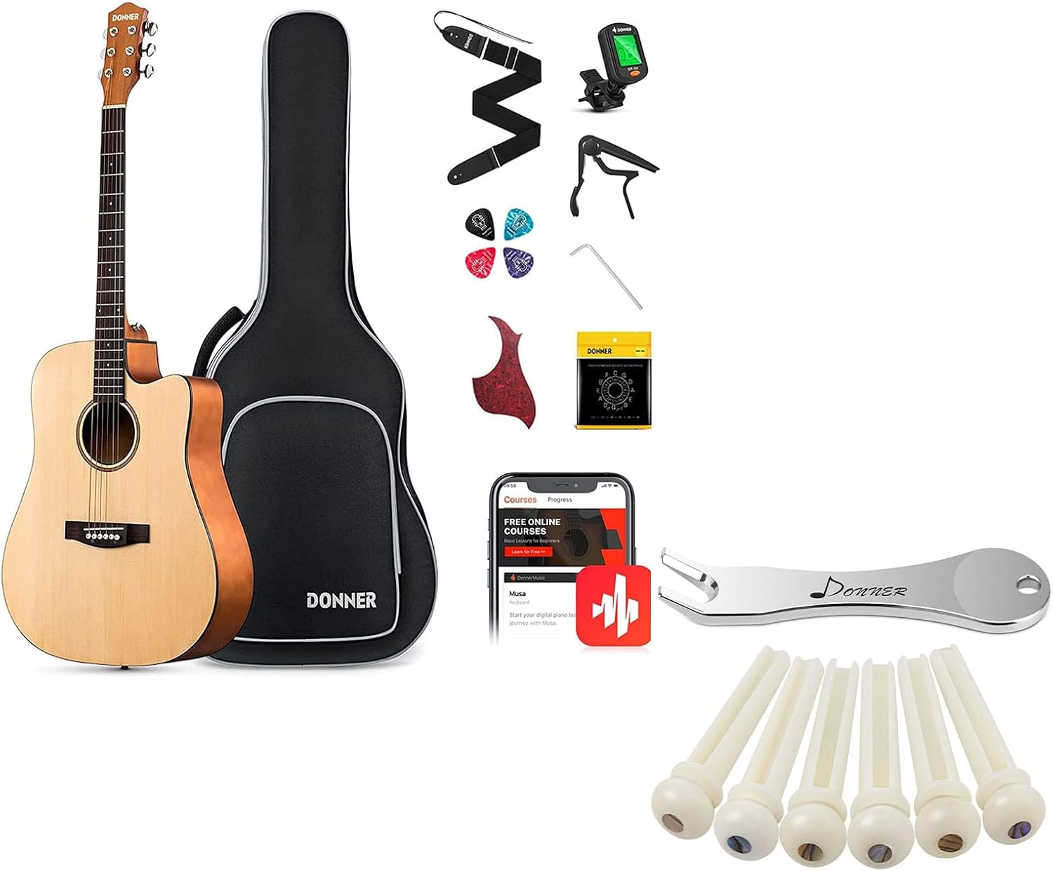 Donner Acoustic Guitar Kit -Guitar Bridge Pins