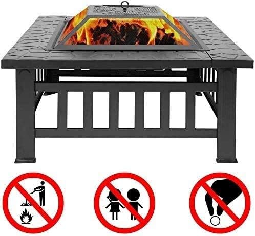 Outdoor Fire Pit Outdoor Fire Large Bonfire Wood Burning Patio Coal Grill Firepit Charcoal Smokeless Grill with Spark Screen Poker