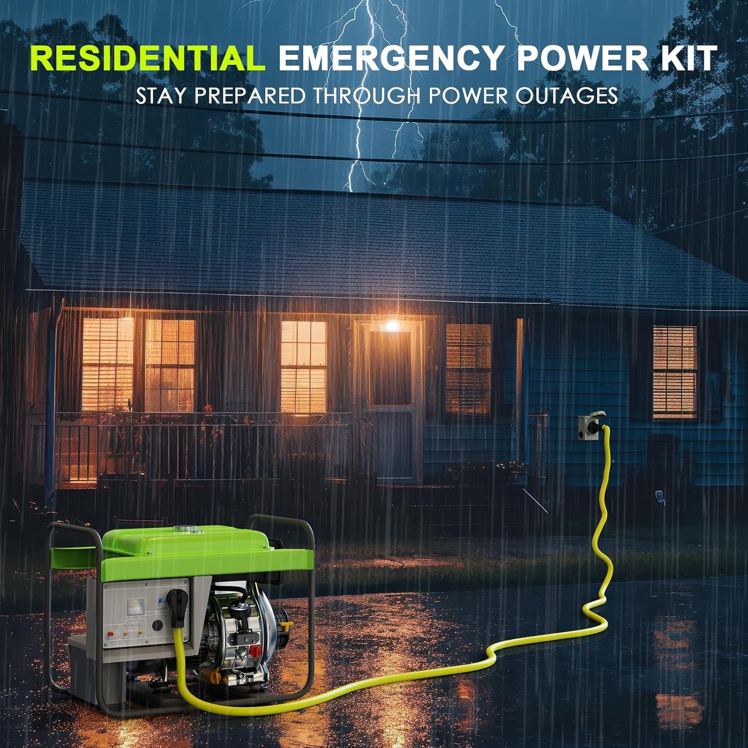 50 Amp Generator Cord 15FT and Power Inlet Box, NEMA 14-50P Male to SS2-50R 125/250V Twist Lock Connector with Pre-Drilled NEMA SS2-50P Generator Inlet Box for Generator to House, ETL Listed