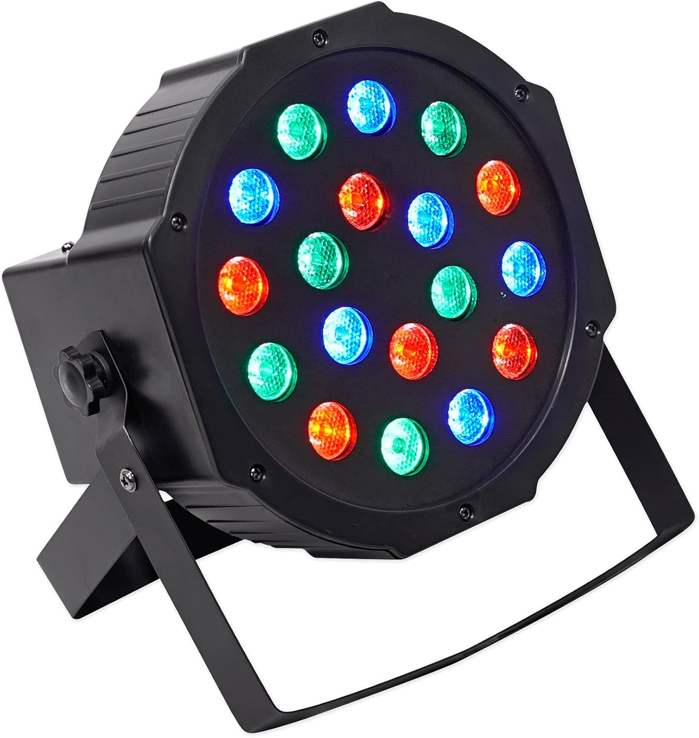 Rockville RockPAR50 Bundle: (12) LED RGB DJ/Club Compact Par Can DMX Wash Lights with Dual Mounting Brackets, ROCKFORCE 384 Channel DMX Lighting Controller with MIDI Control, 13-Items