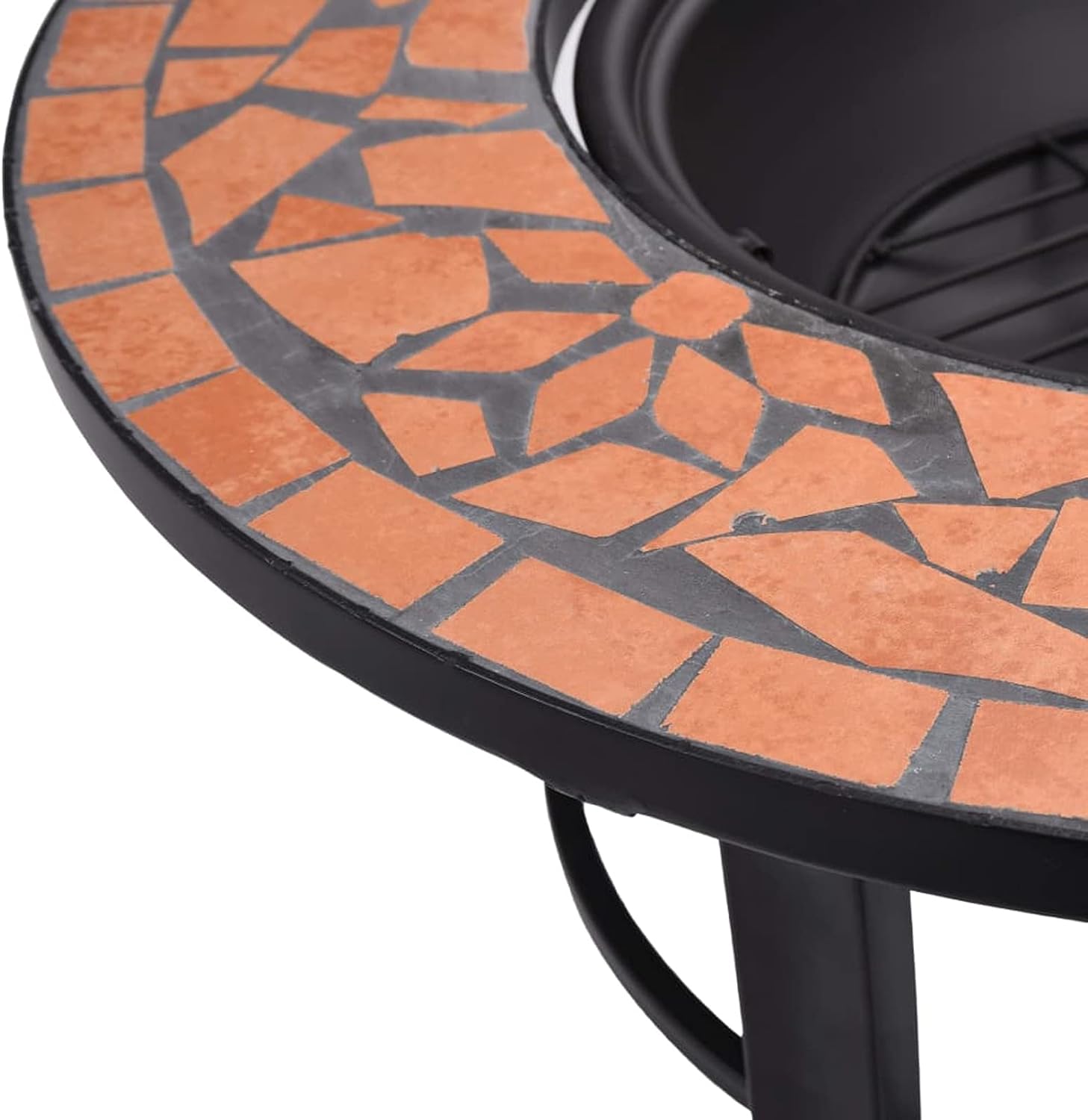 Mosaic Ceramic Fire Bowl Terracotta 68 cm Outdoor Fire Pit Garden Fire Pit Fire Bowl Black for Garden Terrace