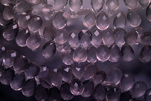 4 Match Pair, Super Rare AAA Natural Rose Quartz Faceted Pear Briolettes Calibrated Size 16x12mm