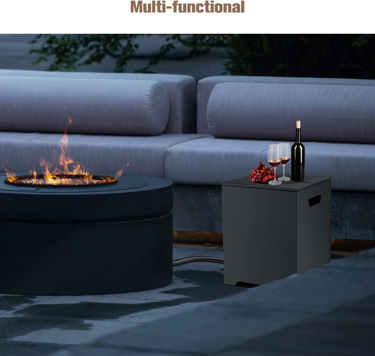 ThermoMate Propane Tank Cover Table, 20 LB Propane Tank Storage Box, Propane Tank Storage Hideaway Table for Fire Pit and Gas Griddle Black