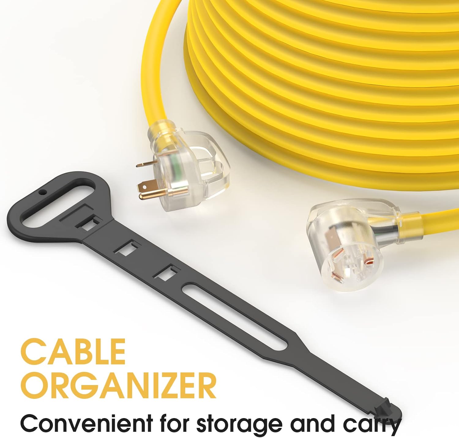 TOOLIOM 30 Amp Generator Extension Cord, NEMA TT-30P/TT-30R RV Extension Cord, 125V 3750W 10/3 AWG STW Generator Cord with LED Indicator Grip Handle for Generator RV Trailer Campers, UL Listed (50FT)