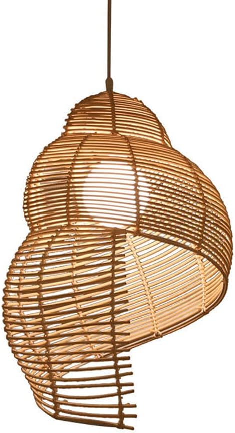 Vintage Brown Bamboo Hanging Lamp Tropical Coastal Woven Lighting Fixture with Natural Wicker Industrial Pendant Lighting Fixture Lighting with Shape Rattan for Teahouse Dining Room