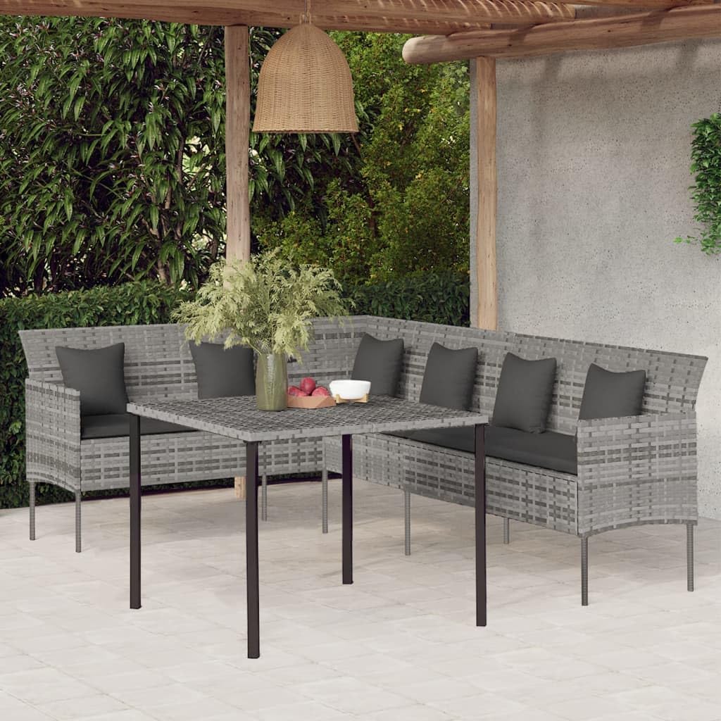 2 Piece Patio Dining Set with Cushions Gray Poly Rattan,Modern Patio Dining Set with Comfortable Cushions and Durable Construction for Outdoor Use Furniture Sets for Patio, Lawn & Garden