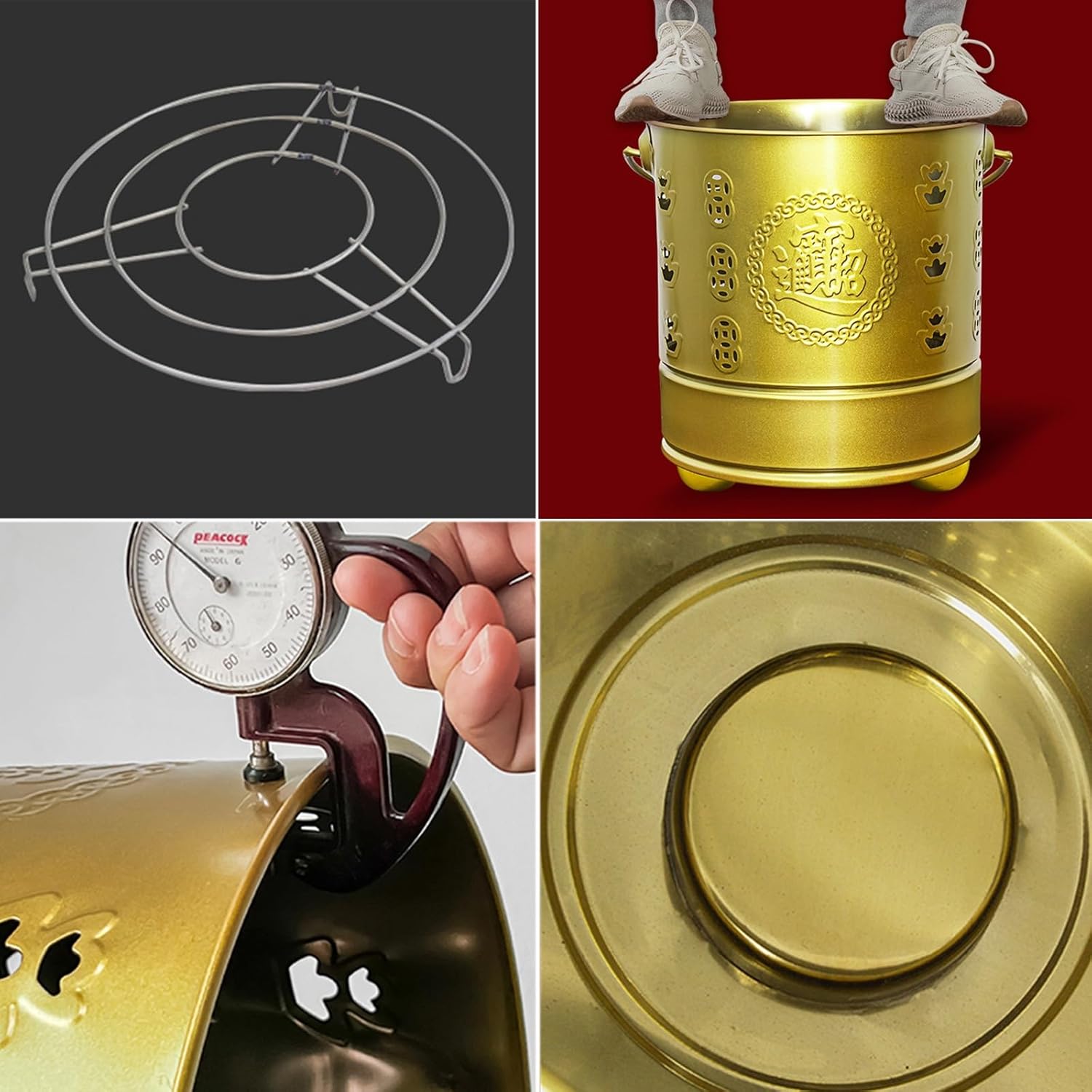 Stainless Steel Burning Barrel Portable Cremation Fire Pit Covered Incinerator with Tripod Base and Ventilation Hole Rust-Resistant Suitable for Outdoor Burning of Garbage and Leaves(Red,49x45cm)