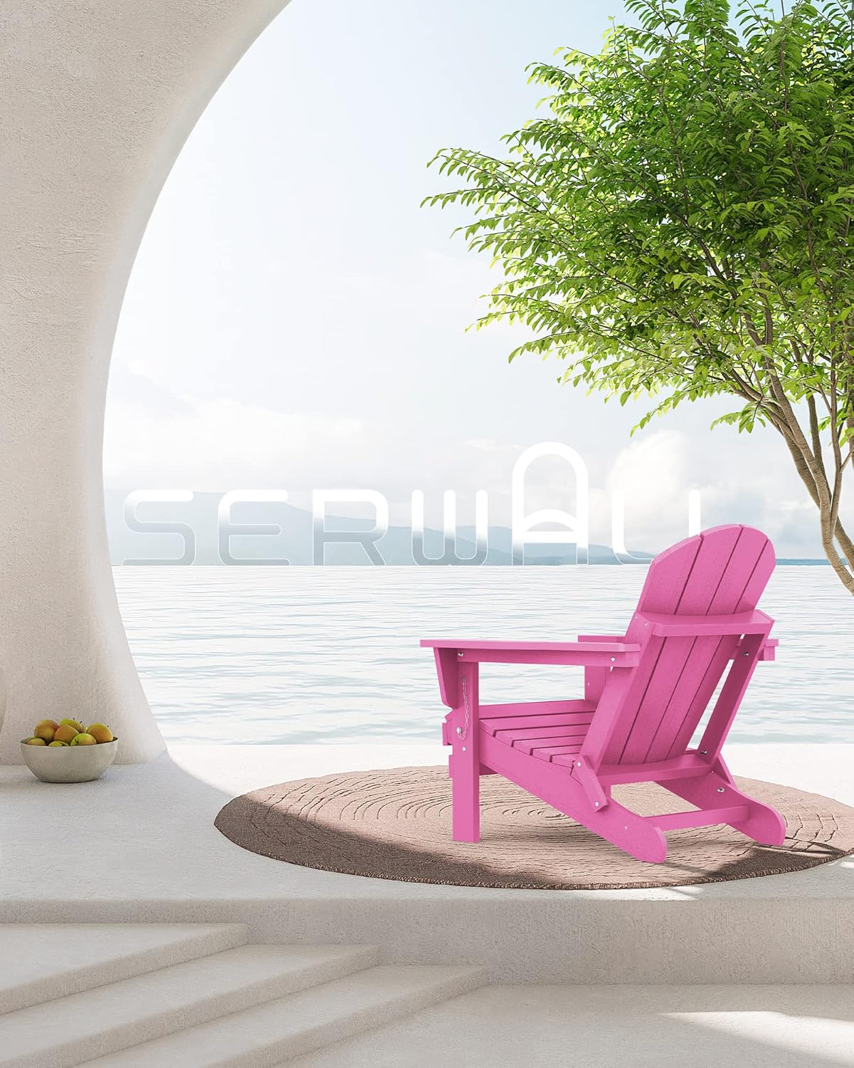 SERWALL Adirondack Chair for Patio Garden Outdoors Fire Pit- Hot Pink