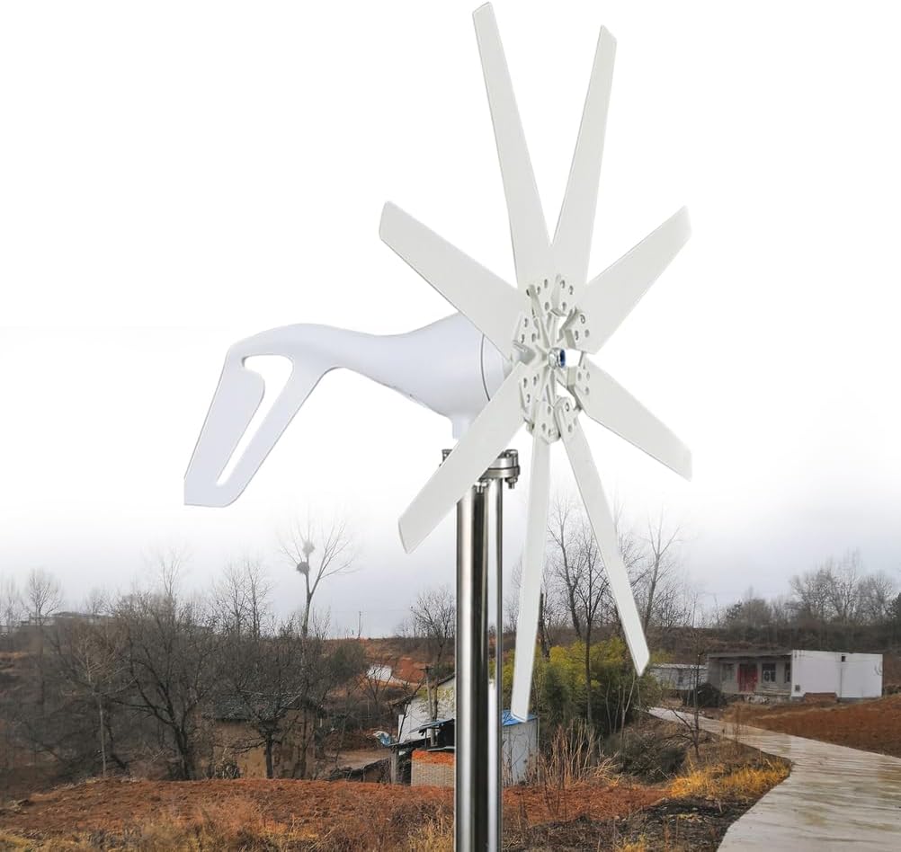 48v,HYZHANHONG 8 Blades Horizontal Wind Turbine Generator 12V/24V/48V 3-Phase AC Windmill with Controller Efficient Small Wind Power for Home Energy Solutions (3000W)