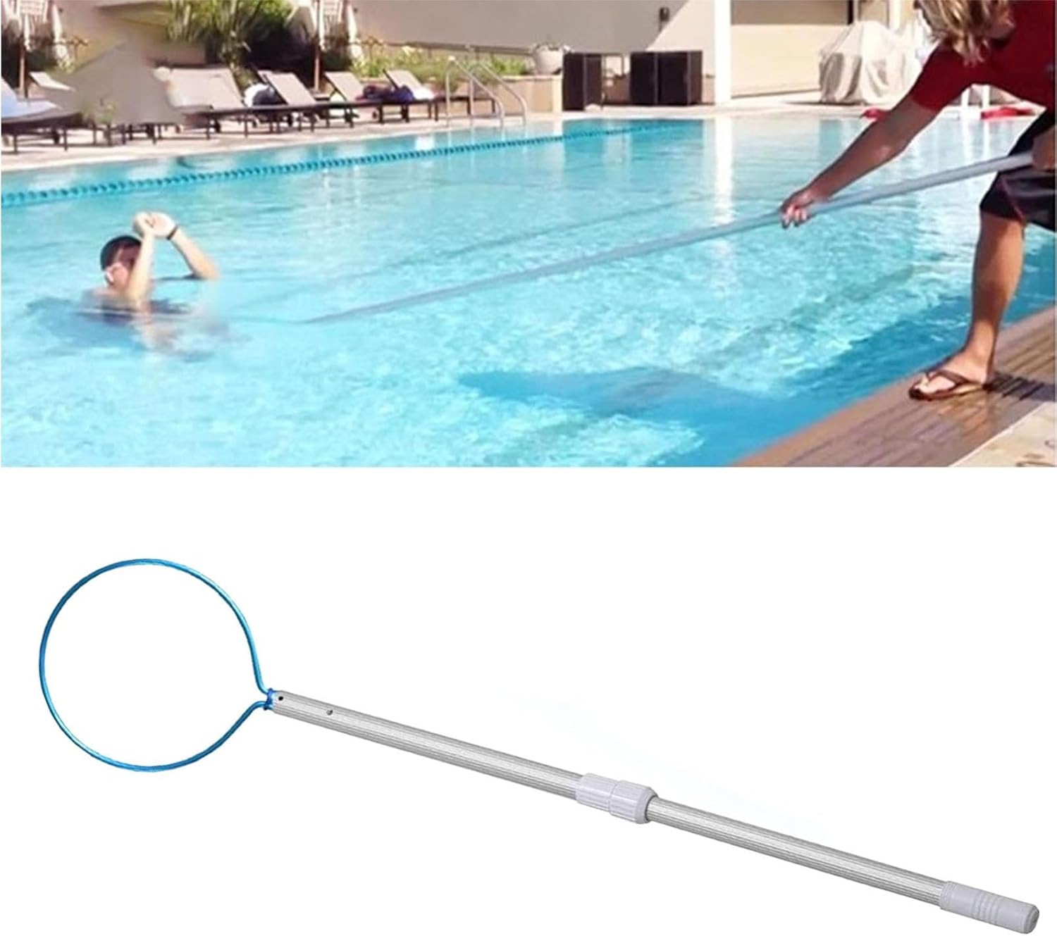 Pools Safety Hook with Telescopic Pole, Round Emergency Hook/Preserving Saving Rescue Equipment, Special Life-Saving for Struggling Swimmers(500cm(16.4ft))