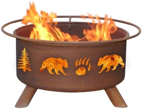 Bear and Tree Fire Pit with Grill and FREE Cover