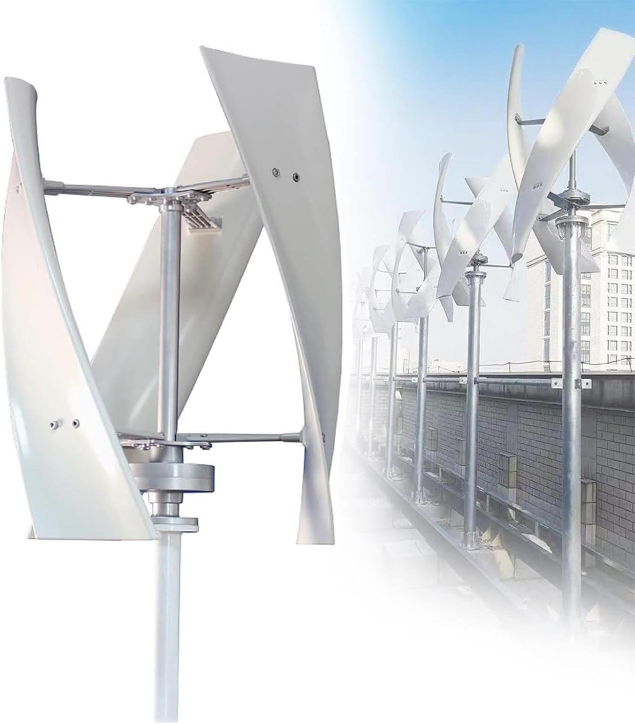 300W Wind Turbine Generator Kit, 3 Blades Wind Power Generator 12V 24V Vertical Axis Wind Turbine Generator Kit with Controller, Ultra-Quiet Design for Home, Boats, Street Lighting 12V~300W