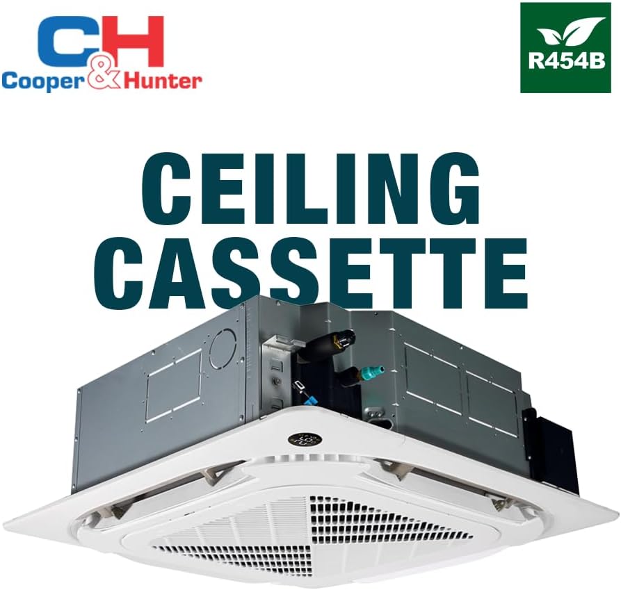 Cooper & Hunter 12,000 BTU Ceiling Cassette Ductless Mini Split Air Conditioner & Heat Pump – 21.1 SEER2 – Includes 25FT Installation Kit & Wall Thermostat – Cooling & Heating Inverter System