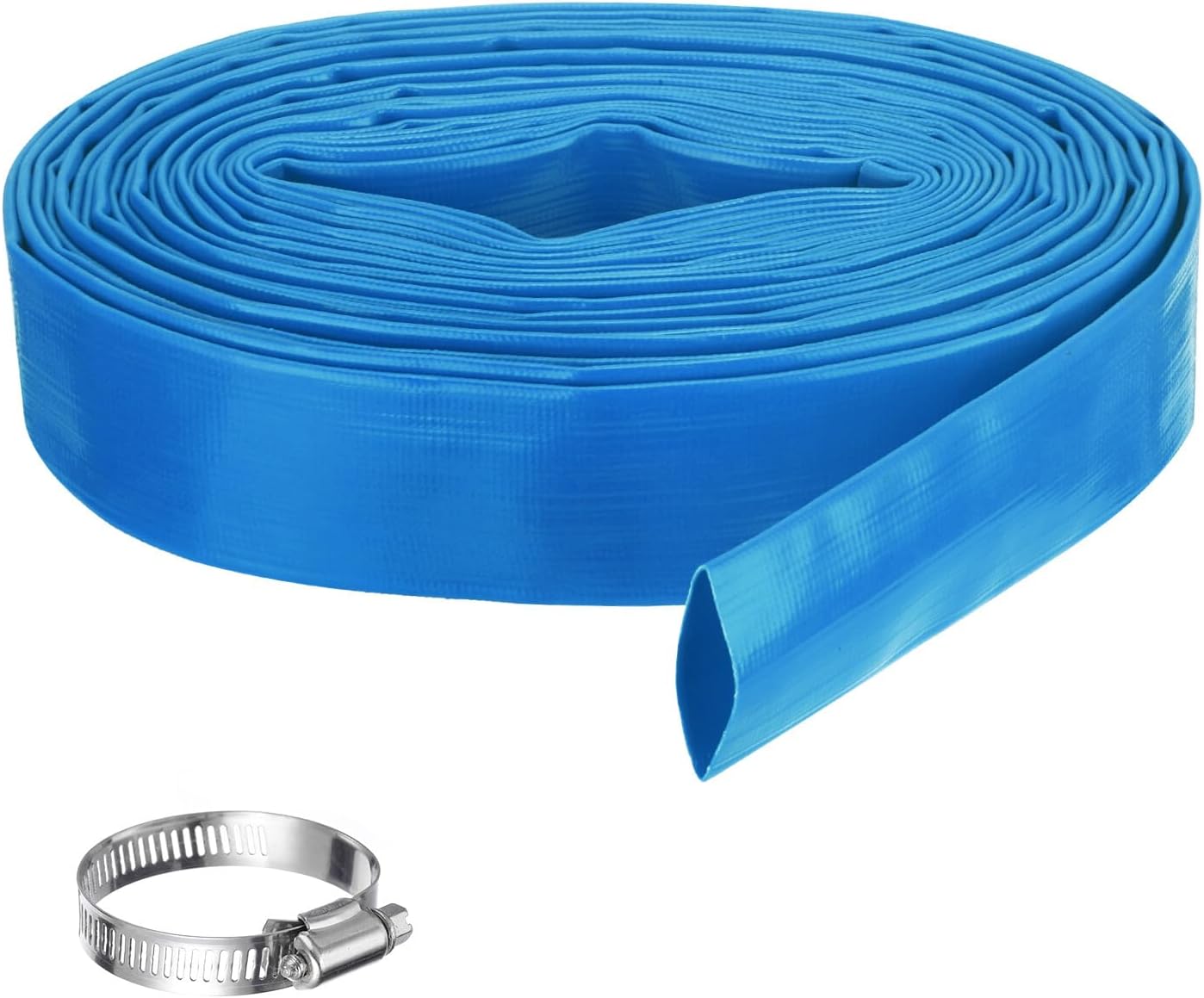 Pool Backwash Hose,1.5 Inch x 50ft Drain Discharge Pump Hoses,1pcs Clamps,Blue YESSC893