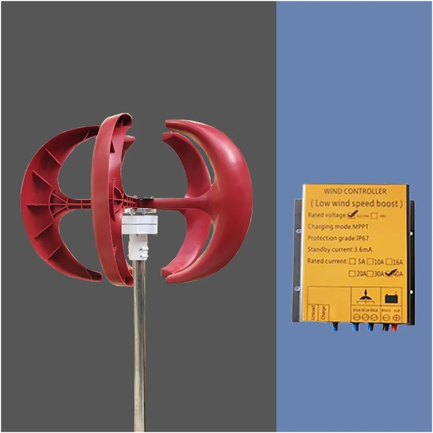 Wind Turbine 5KW 3KW Vertical Axis Permanent Maglev Generator Altern with Mppt Controller for Home Use Farm Industrial Energy(White,MODEL2_12V_3KW)