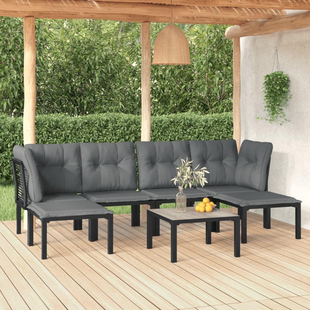 7 Piece Patio Lounge Set Black and Gray Poly Rattan,AllWeather Patio Lounge Set:, Design for Outdoor Comfort Patio Furniture, Outdoor Furniture Sets