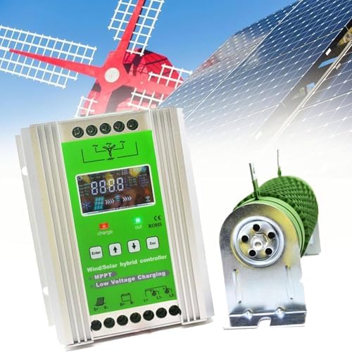 Hybrid Wind Solar Charge Controller with LCD Display, 12V/24V/48V MPPT, Off-Grid, 500W Wind + 500W Solar, Efficient Dump Load Management, Ideal for Renewable Energy Systems