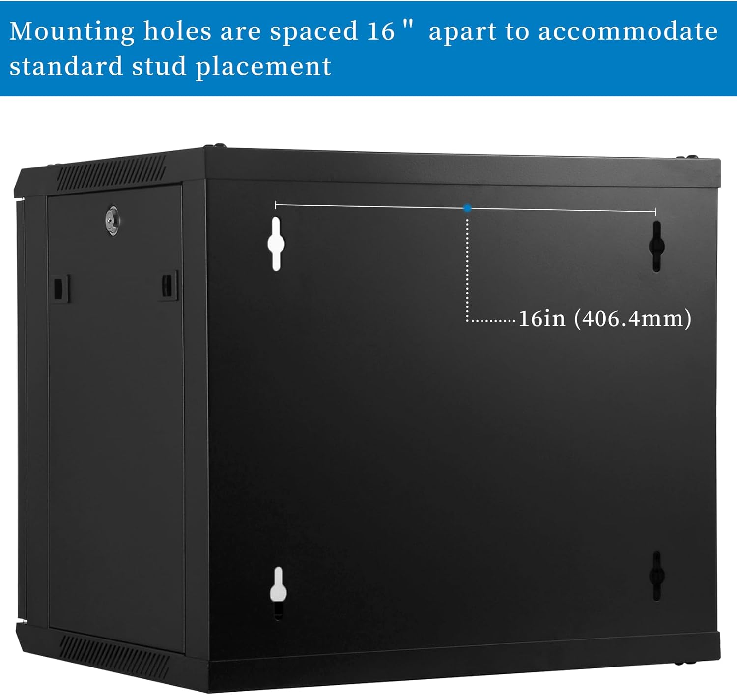 RackPath 9U Wall Mount Network Rack Cabinet – Quiet Cooling Fan, Locking Glass Door, 17.7