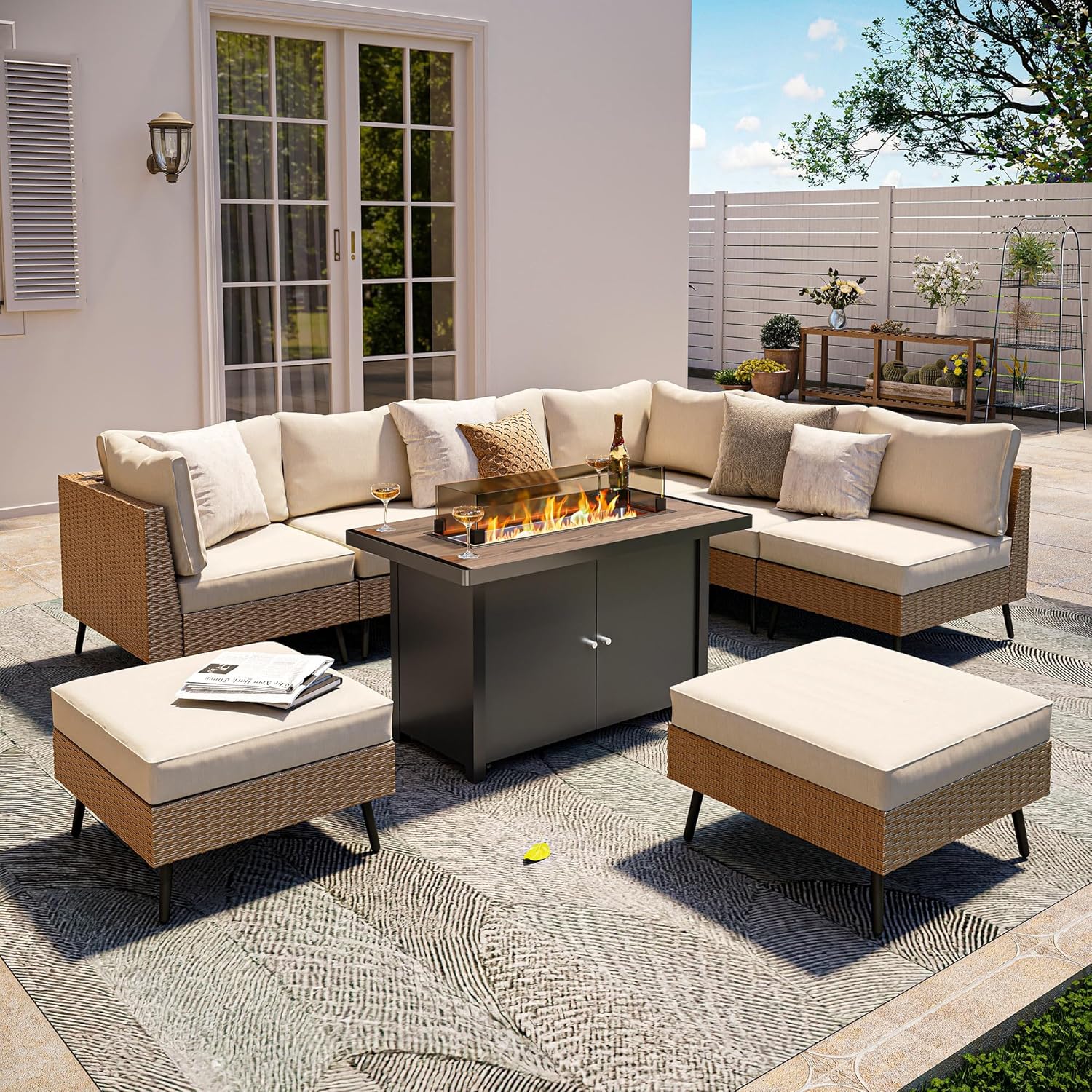 LAUSAINT HOME 9 Pieces Outdoor Patio Furniture Set with 43