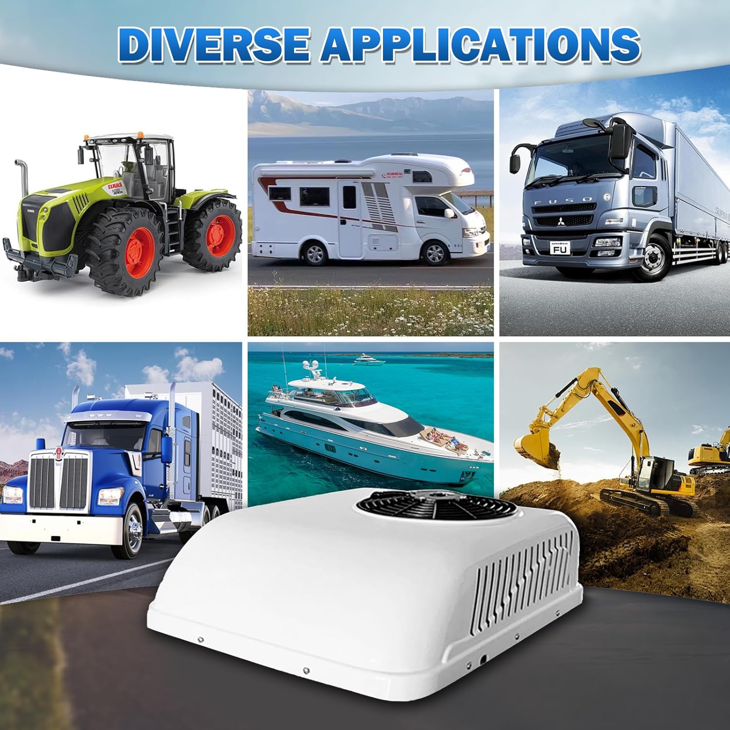 RV Rooftop Air Conditioner w/Heat 12 Volt, Campervan Sprinter Roof top AC Unit 10000BTU 12V AC, Rapid Cooling A/C 12 Volt Air Conditioner for Van, Golf Carts, Road Machine, Caravan, Buses