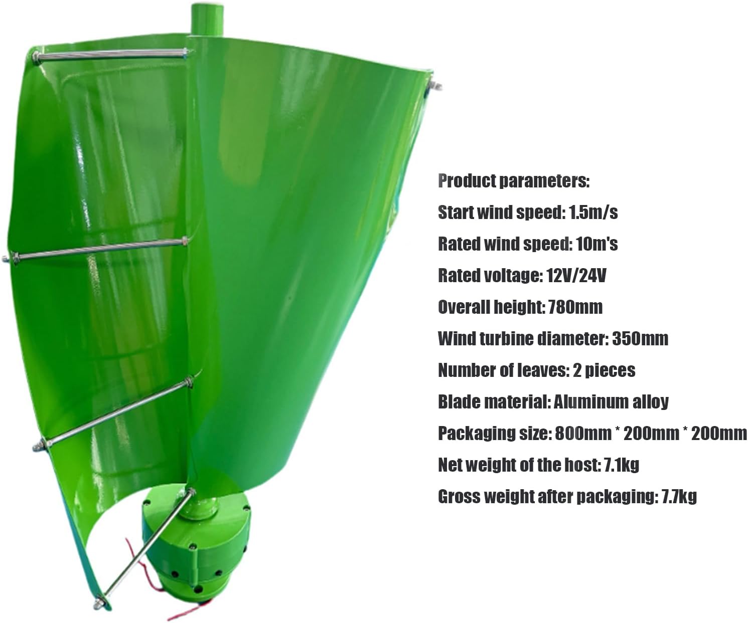 Wind Turbine, 12V 24V 48V 5000W Low Wind Speed Free Energy Spiral Wind Turbine Generator Applicable to Wind and Solar Power Generation Systems